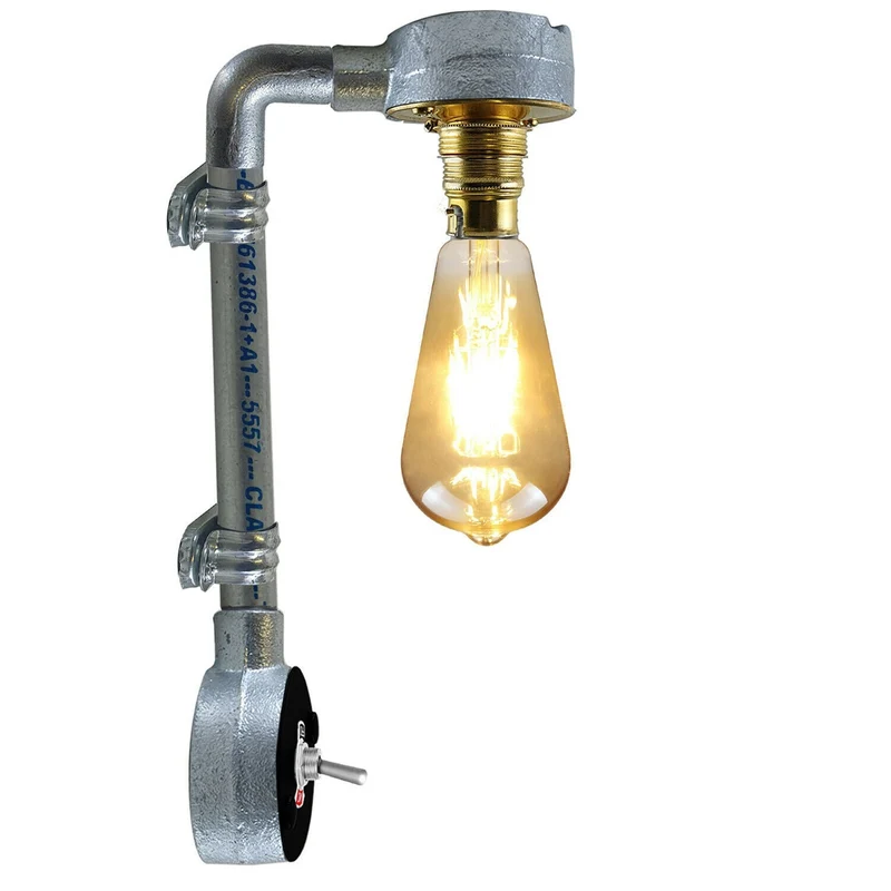 Industrielles modernes Vintage Retro galvanisiertes Rohr Wandleuchte B22 Lampenbefestigung Rohrbeleuchtung Rohrlampen~2293