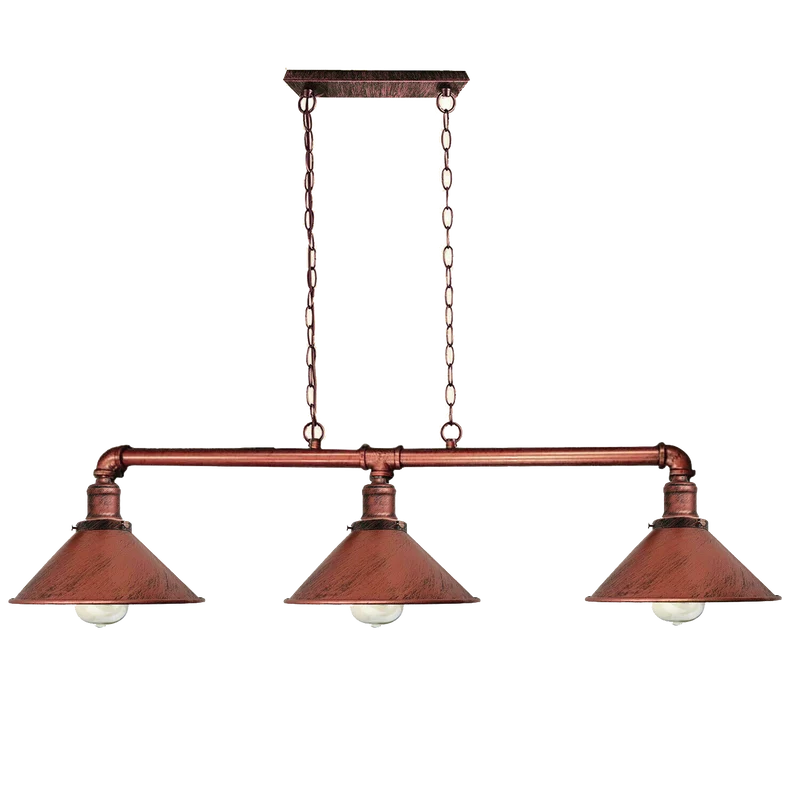 Modernes Pipe Beleuchtungs Deckenleuchten Pendelset Rustic Red Rohrlampen~2382