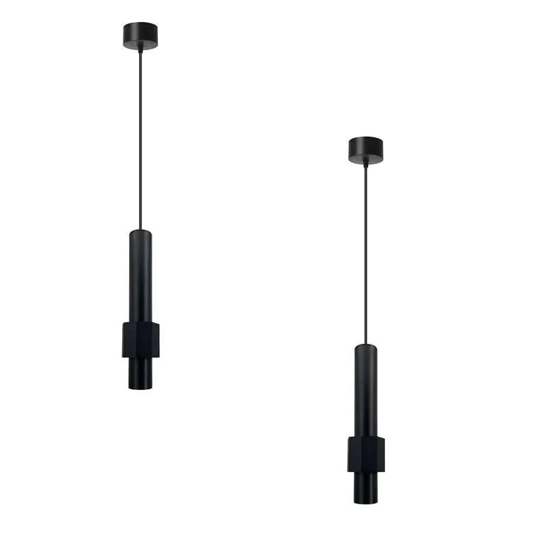 Moderne zylindrische LED-Deckenleuchte mit langen Röhren aus Aluminium in Schwarz und Gold~2604