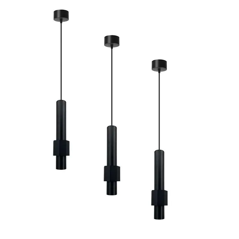 Moderne zylindrische LED-Deckenleuchte mit langen Röhren aus Aluminium in Schwarz und Gold~2604