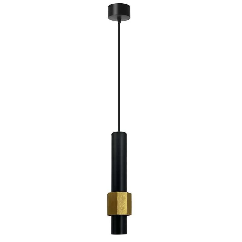 Moderne zylindrische LED-Deckenleuchte mit langen Röhren aus Aluminium in Schwarz und Gold~2604