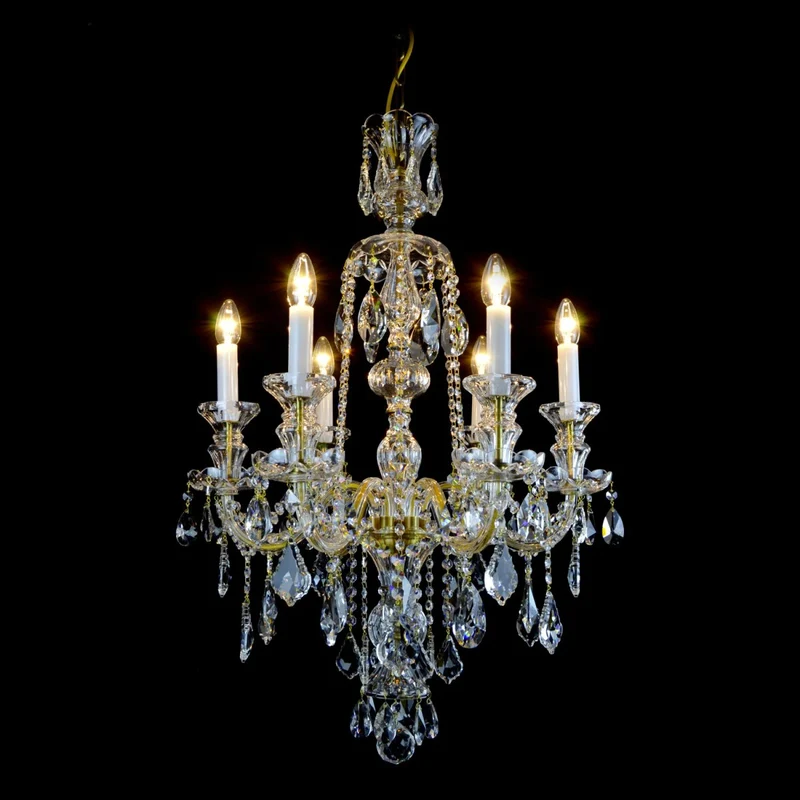 Casa Padrino Luxus Barock Kristall Kronleuchter Gold Ø 56 x H. 87 cm - Prunkvolle Messing Kronleuchter mit böhmischem Kristallglas - Barock Möbel - Edel & Prunkvoll