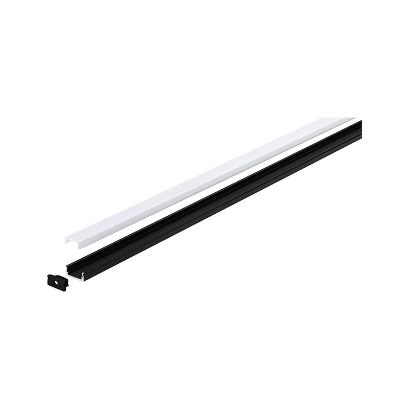 LED Strip Profil Base 2m Weißer Diffusor, Schwarz