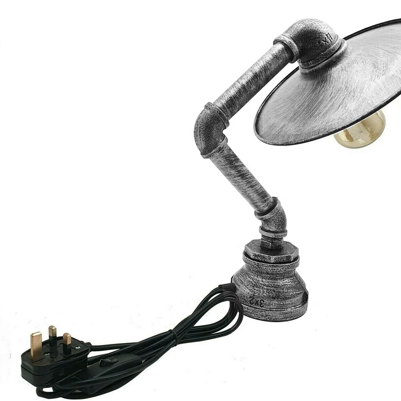 Industrielle Retro Tischlampe mit flachem Schirm,E27~2376