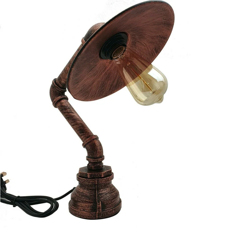 Industrielle Retro Tischlampe mit flachem Schirm,E27~2376
