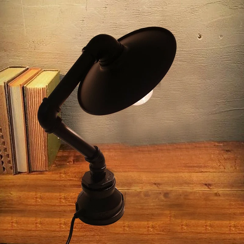 Industrielle Retro Tischlampe mit flachem Schirm,E27~2376