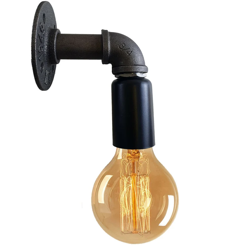 Moderne Industrielle Retro Vintage Rustikale Wandleuchte Wandleuchte Lampenfassung Schwarz Rohrlampen~2375