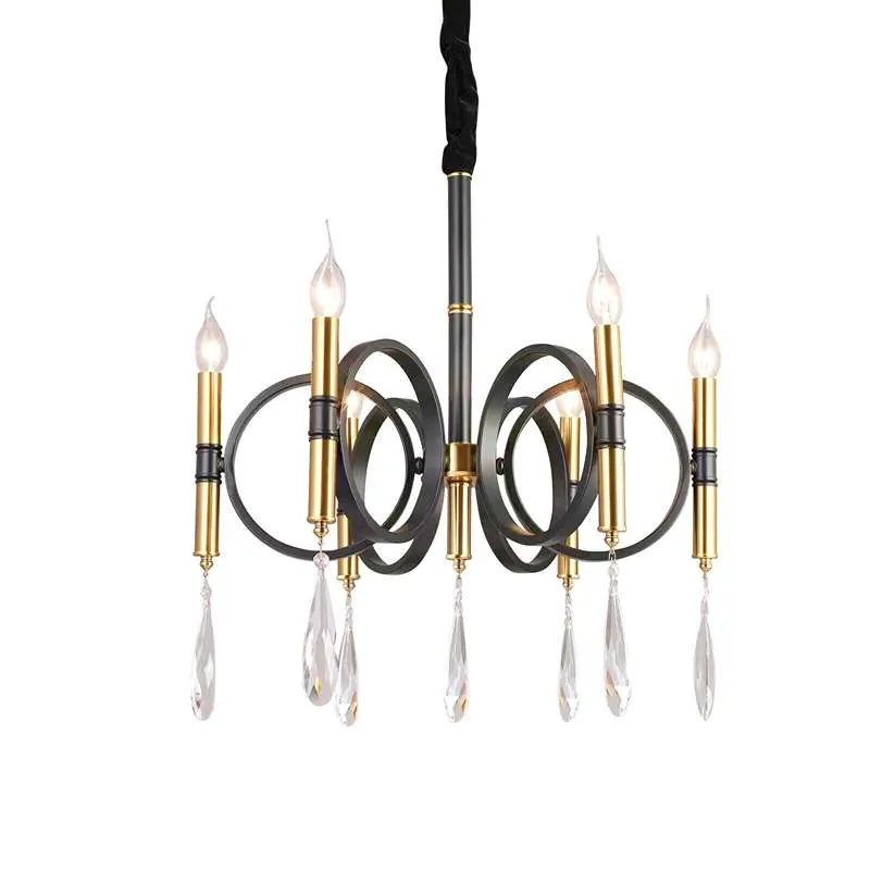 Moderner E14 Schwarz-Gold Kronleuchter Kerzen 5~2590