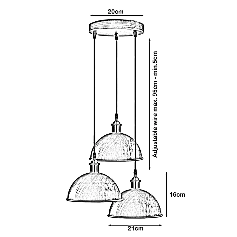 Vintage Industrial Retro 3Head Dome Deckenpendelleuchte Lampenschirm Licht Kit Rustikal Rot~2127