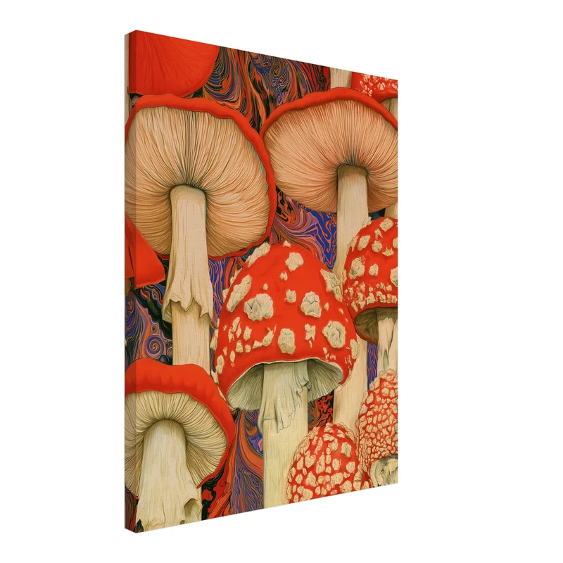 Psychedelische Pilze in Rot Leinwand