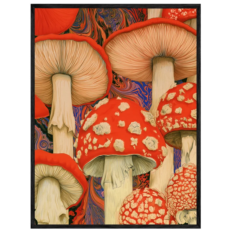 Psychedelische Pilze in Rot Leinwand