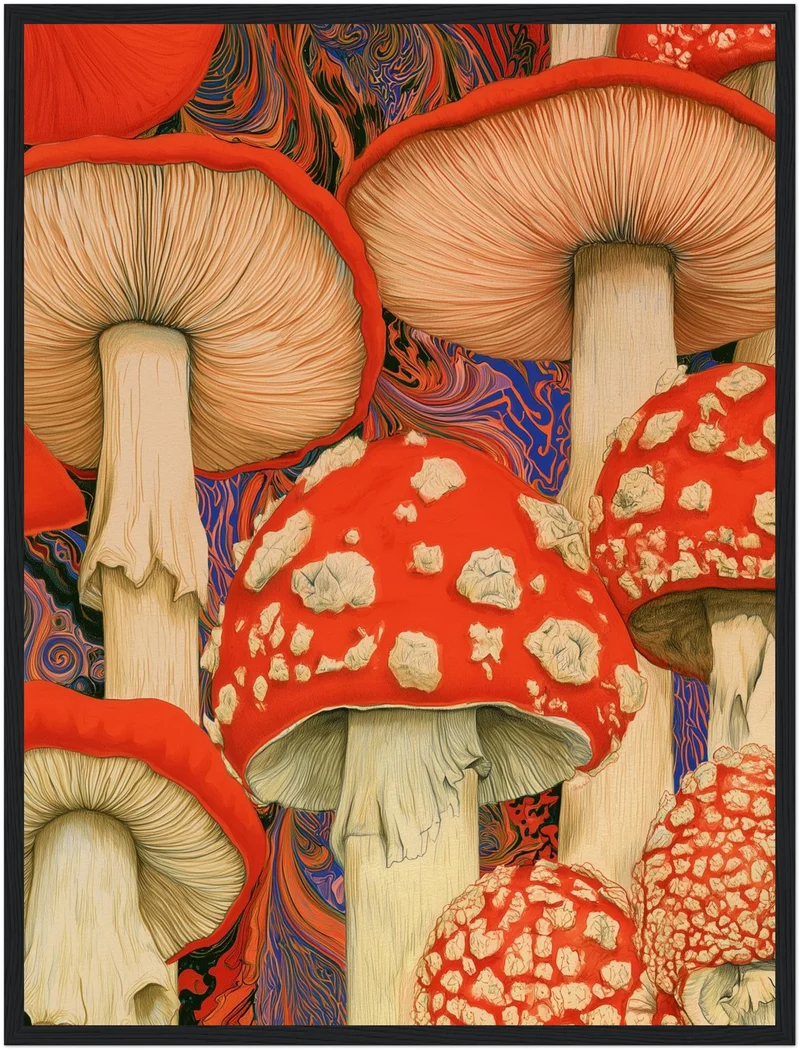 Psychedelische Pilze in Rot Poster