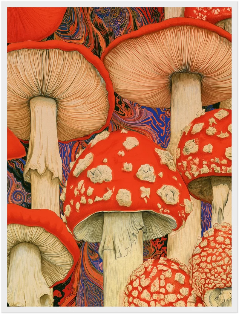 Psychedelische Pilze in Rot Poster