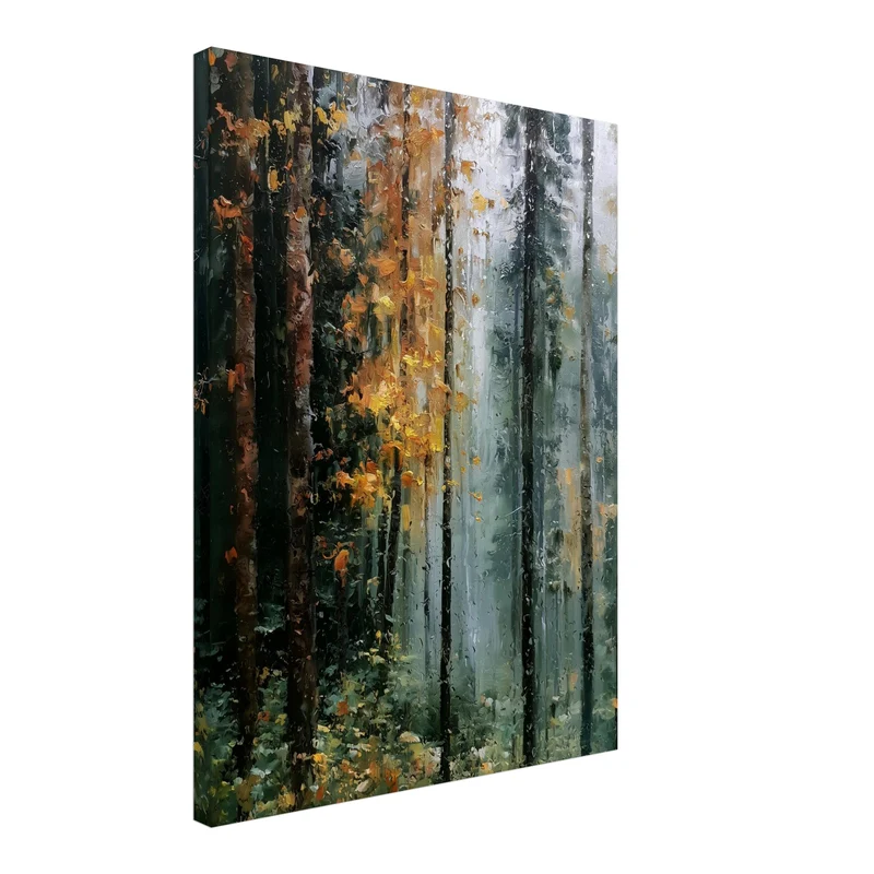 Herbstwald im Regen Leinwand