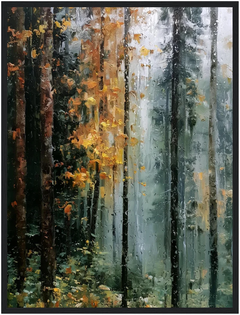 Herbstwald im Regen Poster