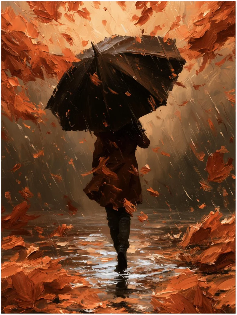Herbststurm im Regen Poster
