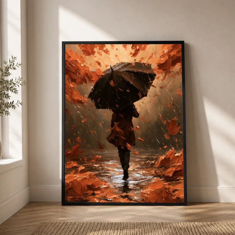 Herbststurm im Regen Poster