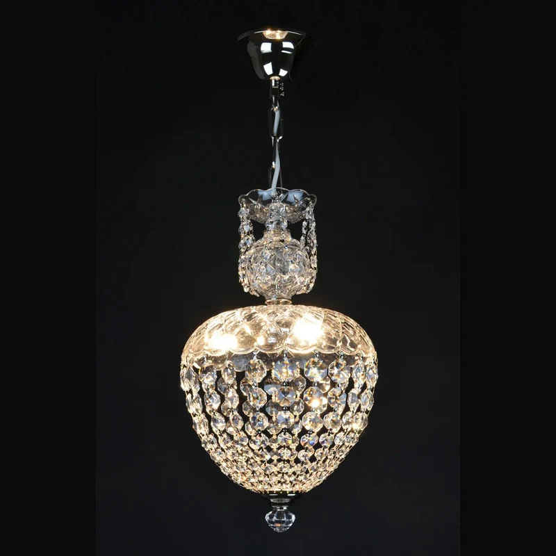Casa Padrino Luxus Kristall Hängeleuchte Gold Ø 25 x H. 41 cm - Prunkvolle Messing Hängeleuchte mit böhmischem Kristallglas - Barock Möbel - Edel & Prunkvoll