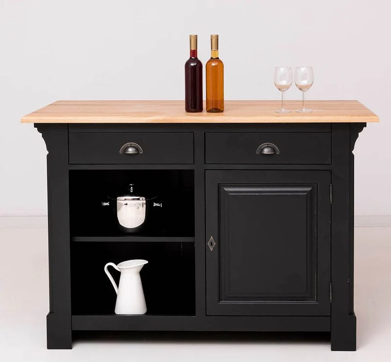 Landhaus Bartresen aus Massivholz - Minibar freistehend mit Eichenplatte