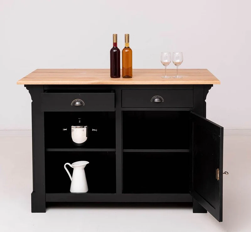 Landhaus Bartresen aus Massivholz - Minibar freistehend mit Eichenplatte