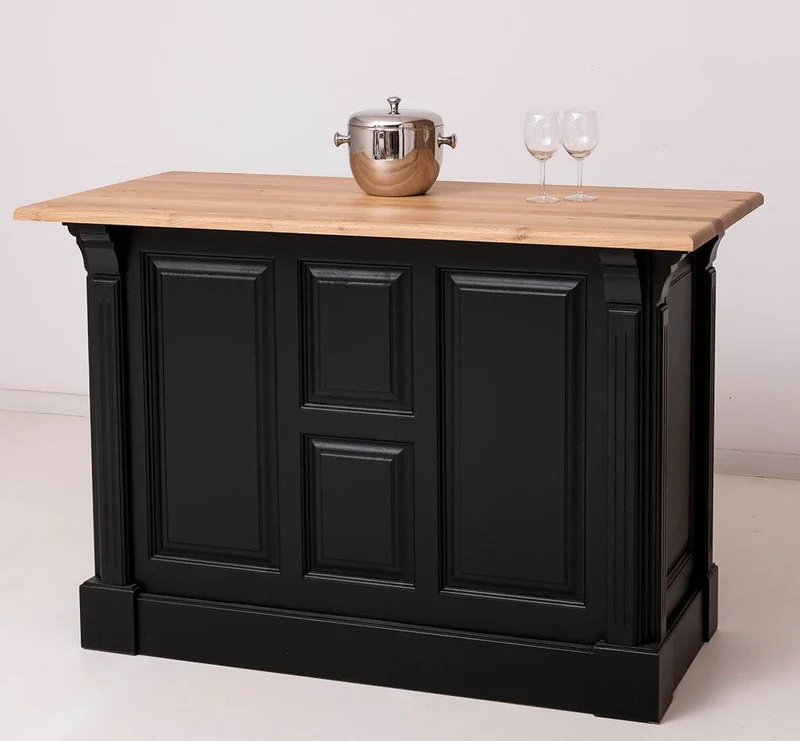 Landhaus Bartresen aus Massivholz - Minibar freistehend mit Eichenplatte
