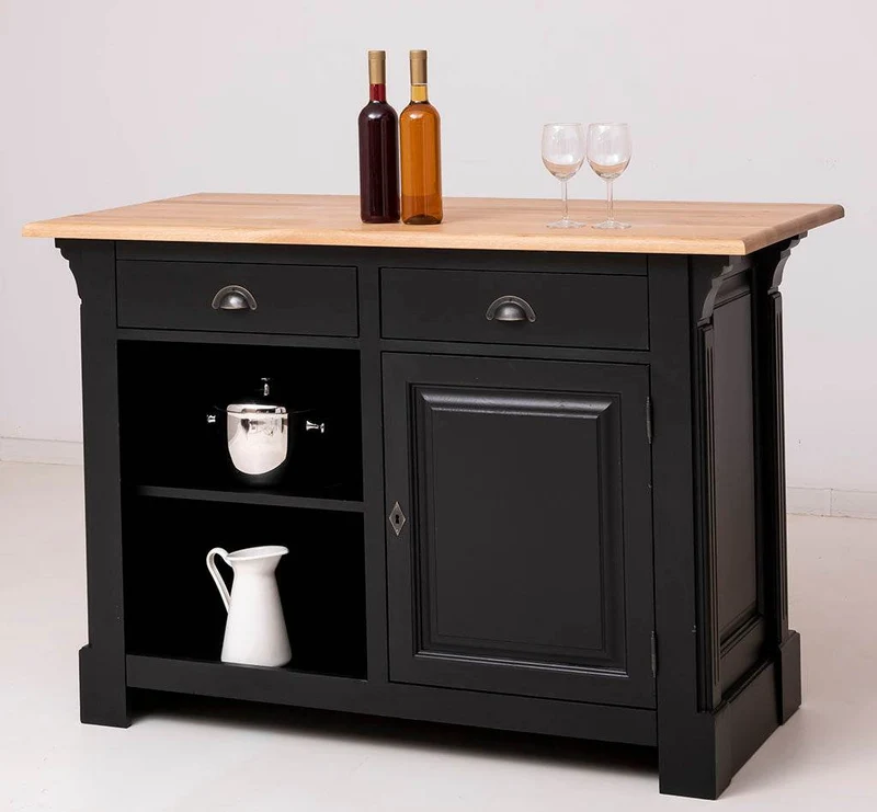 Landhaus Bartresen aus Massivholz - Minibar freistehend mit Eichenplatte