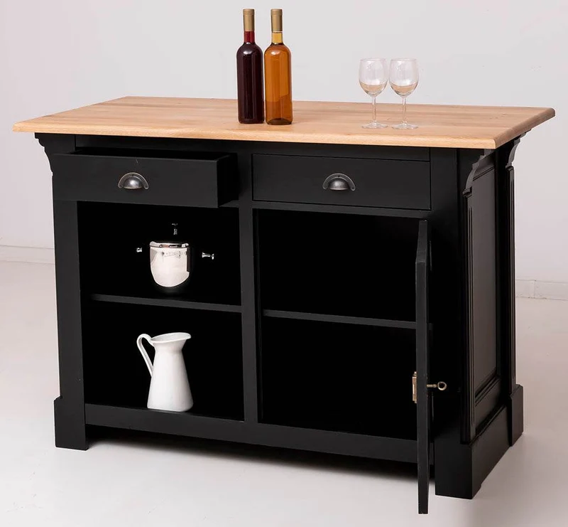 Landhaus Bartresen aus Massivholz - Minibar freistehend mit Eichenplatte