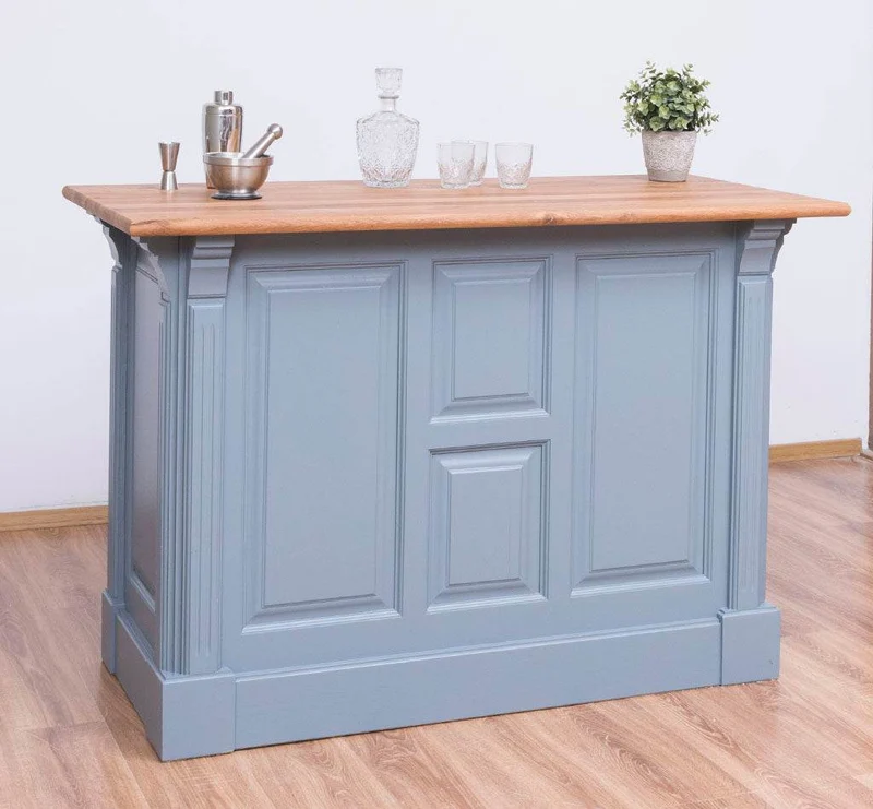 Landhaus Bartresen aus Massivholz - Minibar freistehend mit Eichenplatte