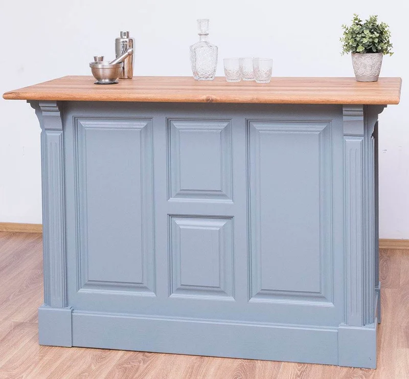 Landhaus Bartresen aus Massivholz - Minibar freistehend mit Eichenplatte