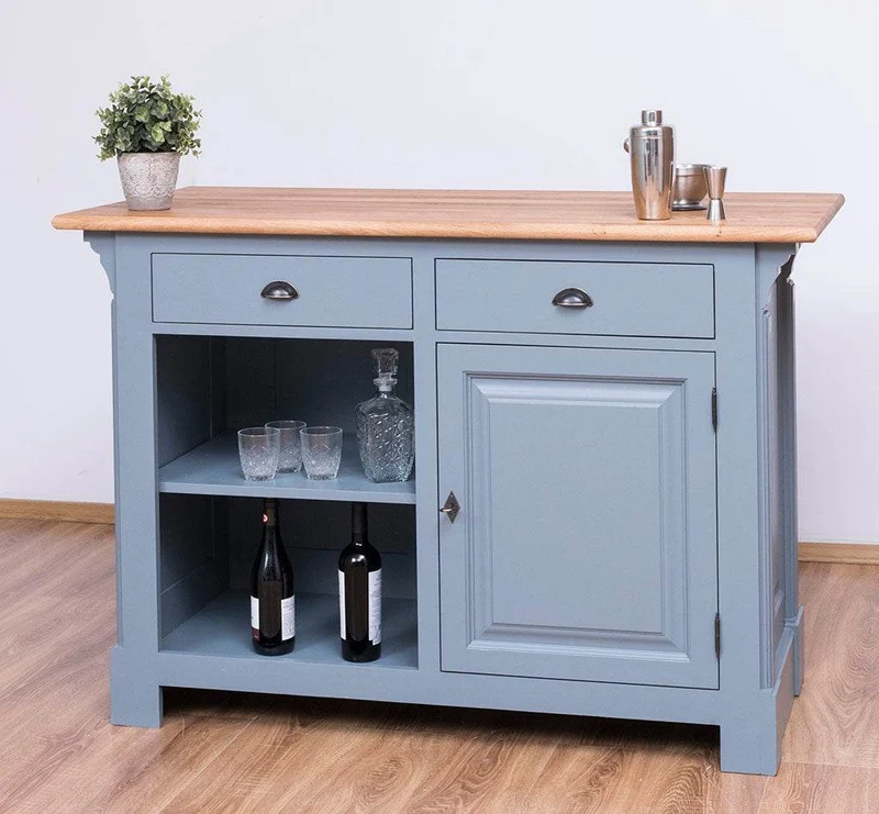 Landhaus Bartresen aus Massivholz - Minibar freistehend mit Eichenplatte