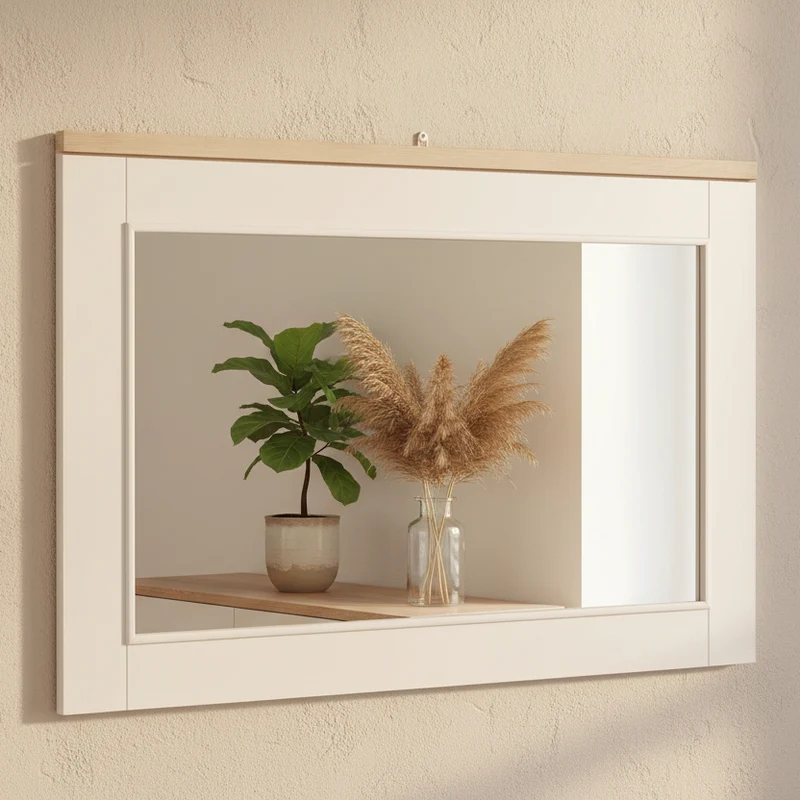 Minimalistischer Wandspiegel aus Massivholz