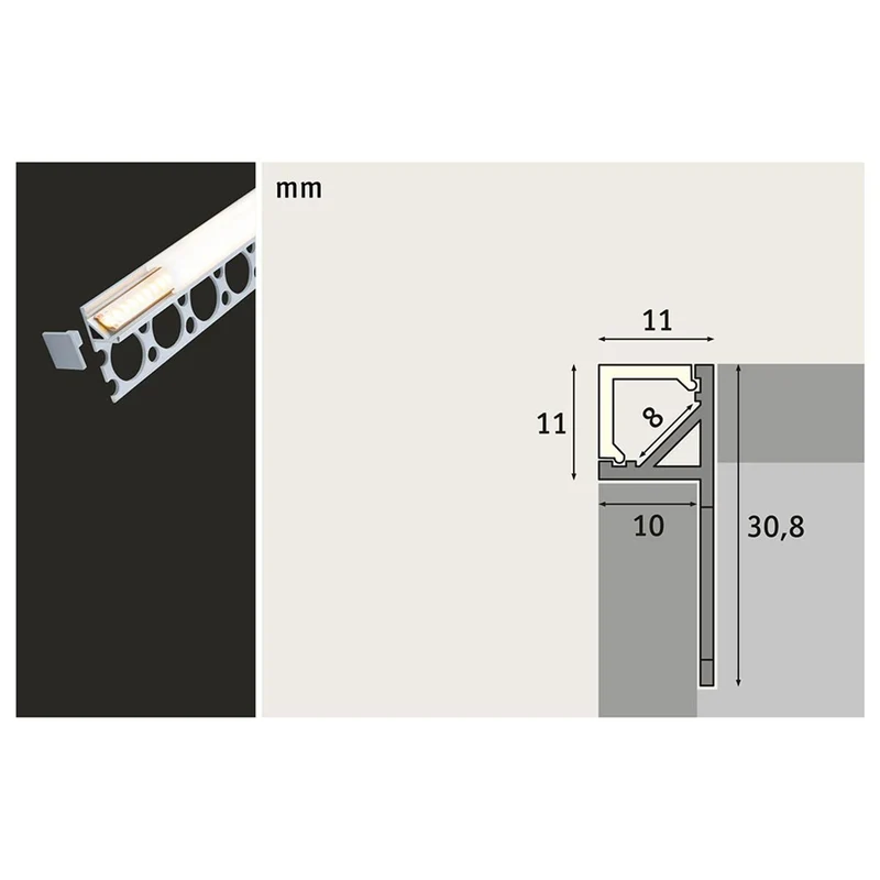 LumiTiles LED Strip Profil Frame 1m Alu-Eloxiert Satin