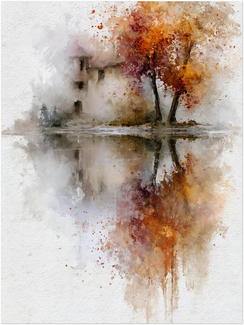 Herbstbaum am Wasser Poster