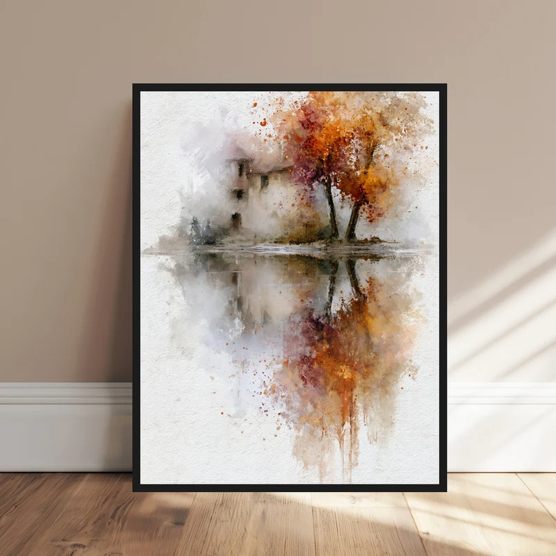 Herbstbaum am Wasser Poster