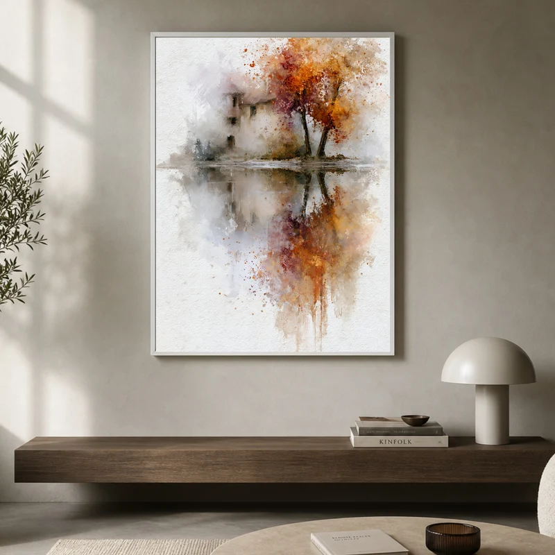 Herbstbaum am Wasser Poster