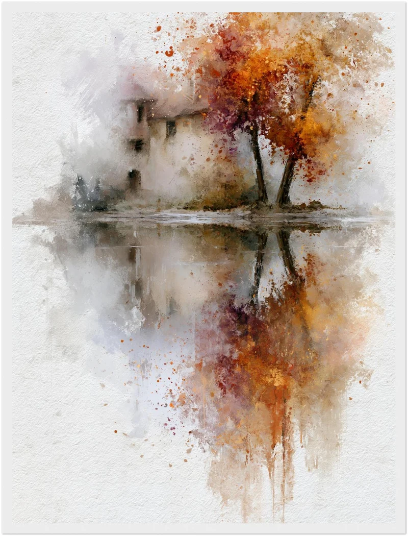 Herbstbaum am Wasser Poster
