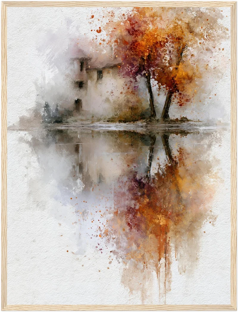 Herbstbaum am Wasser Poster