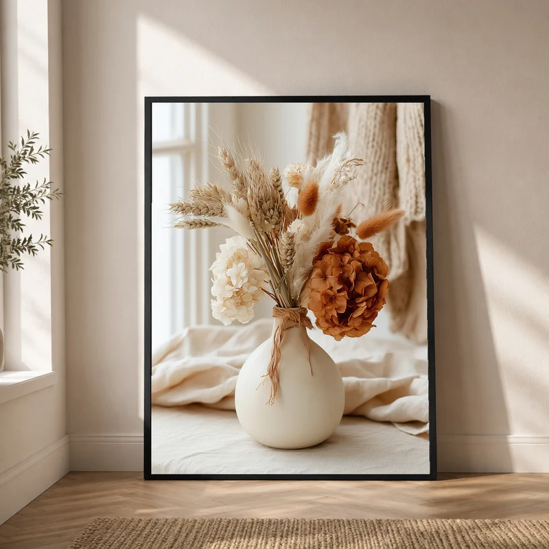 Getrocknete Blüten im Herbstton Poster