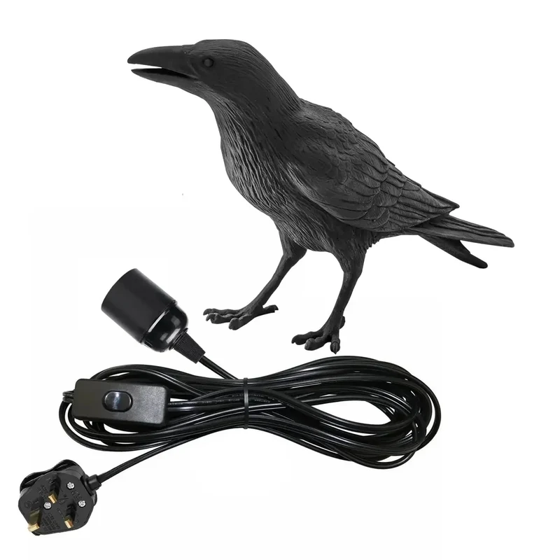 Vogel Tischlampe Krähe E27 Nachttischleuchte – UK Stecker ~2589