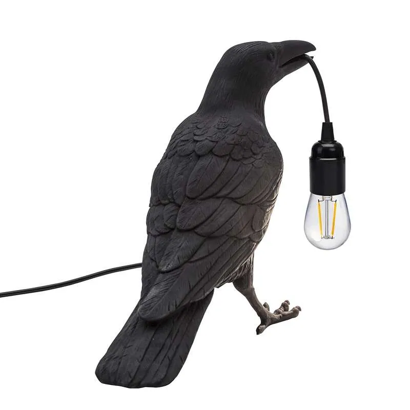 Vogel Tischlampe Krähe E27 Nachttischleuchte – UK Stecker ~2589