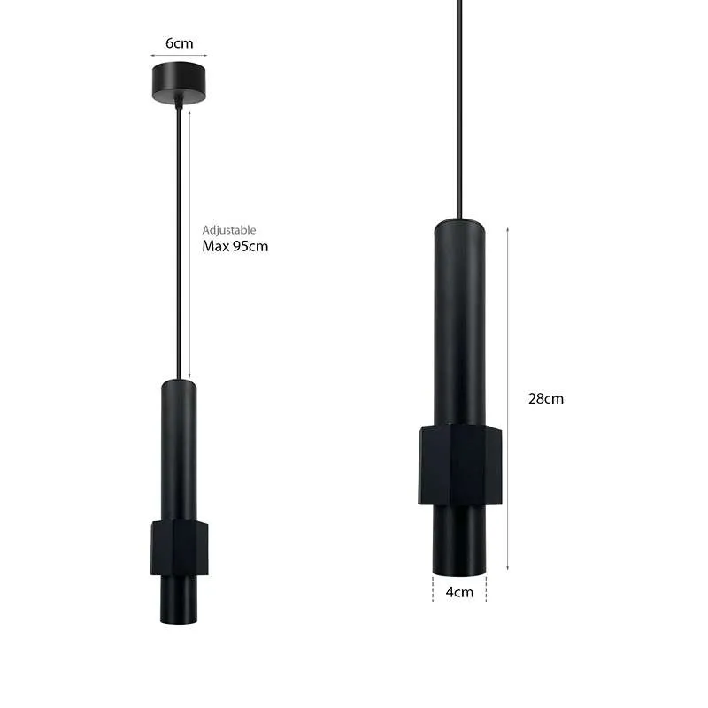 Moderne LED Pendelleuchte 5W Schwarz Höhenverstellbar ~2585