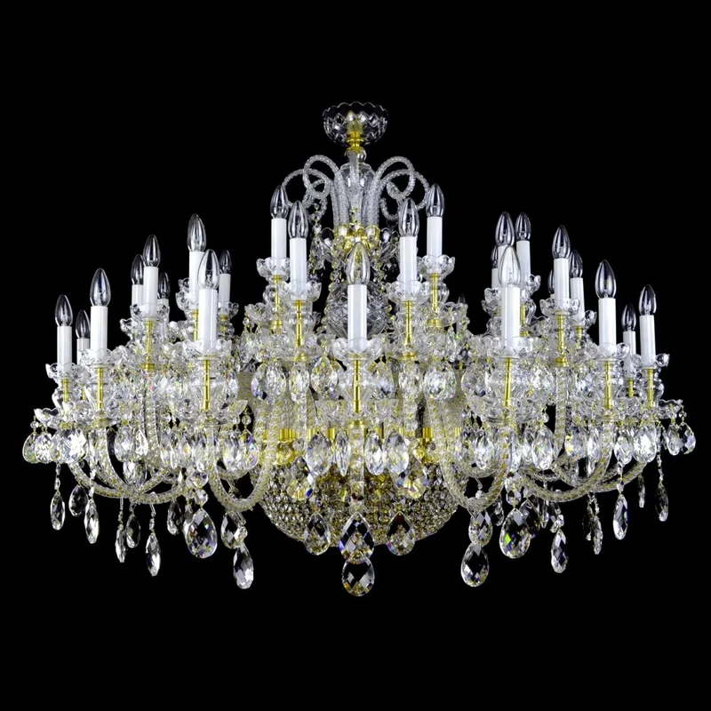 Casa Padrino Luxus Barock Kristall Kronleuchter Gold Ø 140 x H. 120 cm - Prunkvolle Messing Kronleuchter mit böhmischem Kristallglas - Barock Möbel - Edel & Prunkvoll