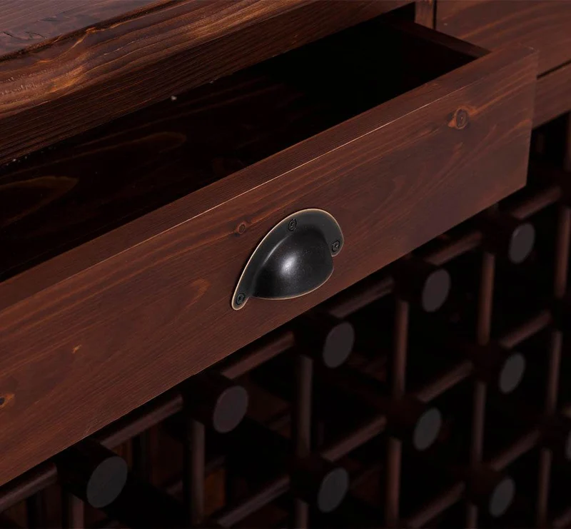 Weinschrank aus Massivholz mit zwei Schubladen | Sideboard mit Platz für 45 Flaschen