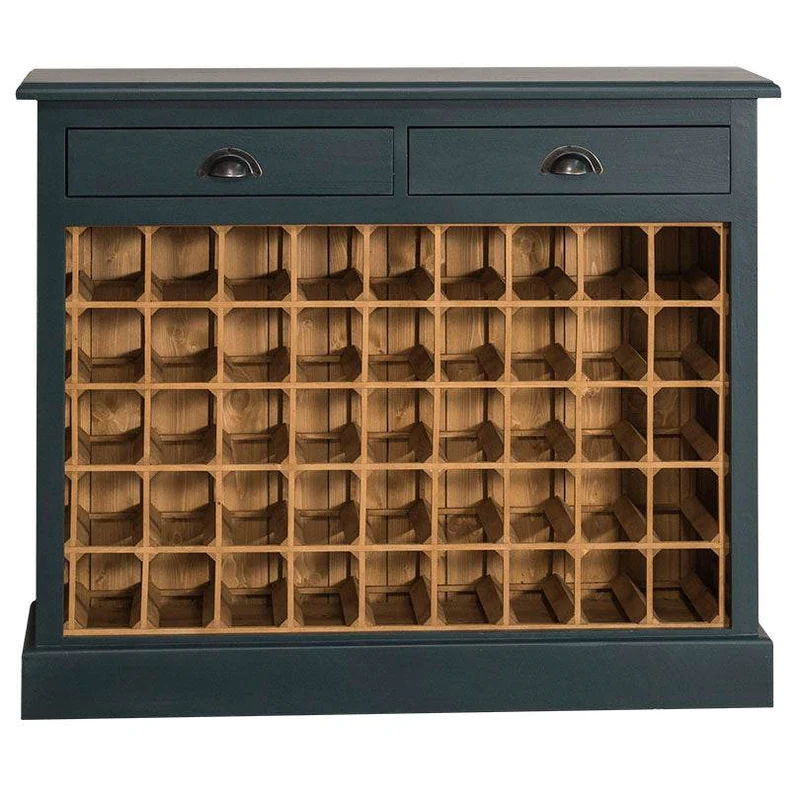 Weinschrank aus Massivholz mit zwei Schubladen | Sideboard mit Platz für 45 Flaschen