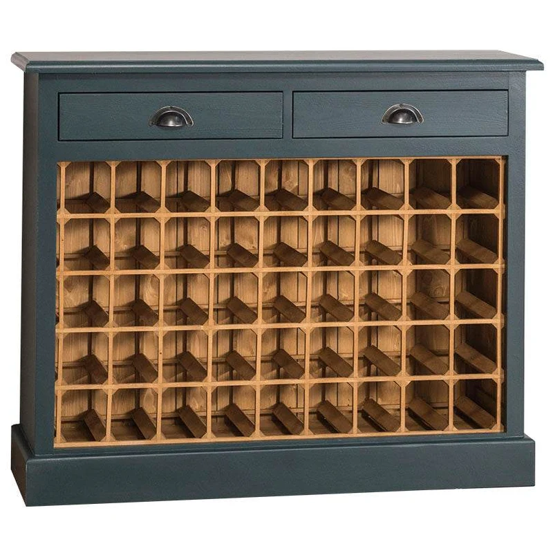 Weinschrank aus Massivholz mit zwei Schubladen | Sideboard mit Platz für 45 Flaschen