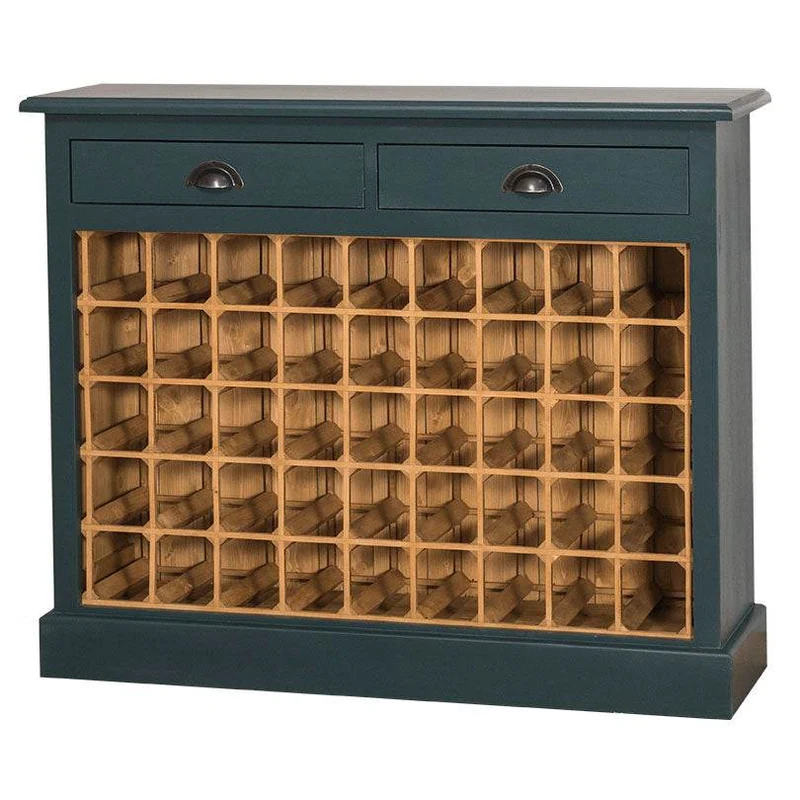 Weinschrank aus Massivholz mit zwei Schubladen | Sideboard mit Platz für 45 Flaschen