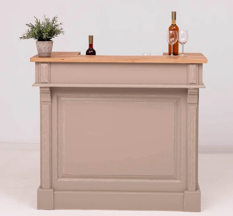 Vintage Weinbar aus Massivholz mit Flaschenfach für 15 Flaschen