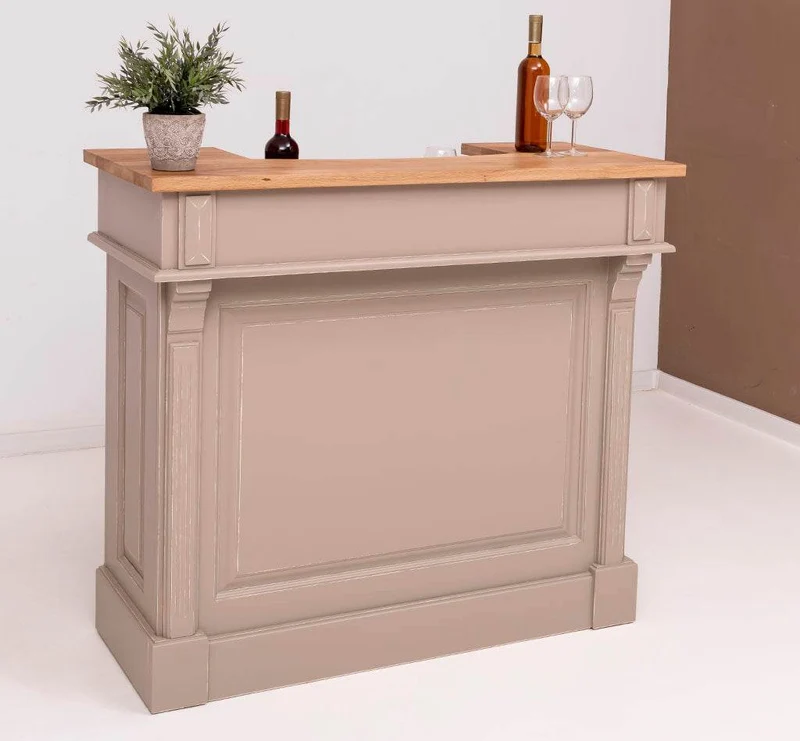 Vintage Weinbar aus Massivholz mit Flaschenfach für 15 Flaschen