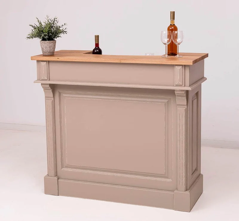 Vintage Weinbar aus Massivholz mit Flaschenfach für 15 Flaschen