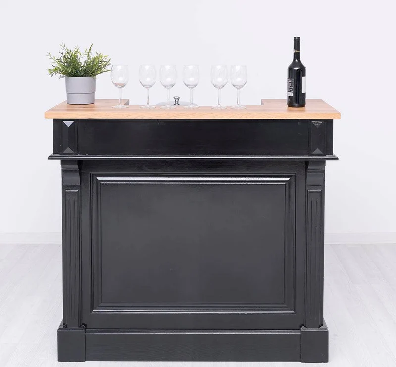 Vintage Weinbar aus Massivholz mit Flaschenfach für 15 Flaschen